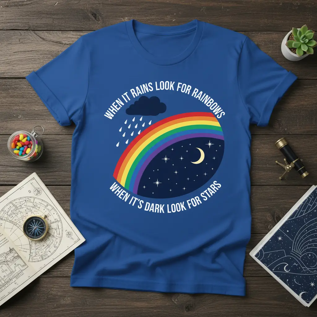 When It Rains Look for Rainbows T-Shirt Inspirational Quote