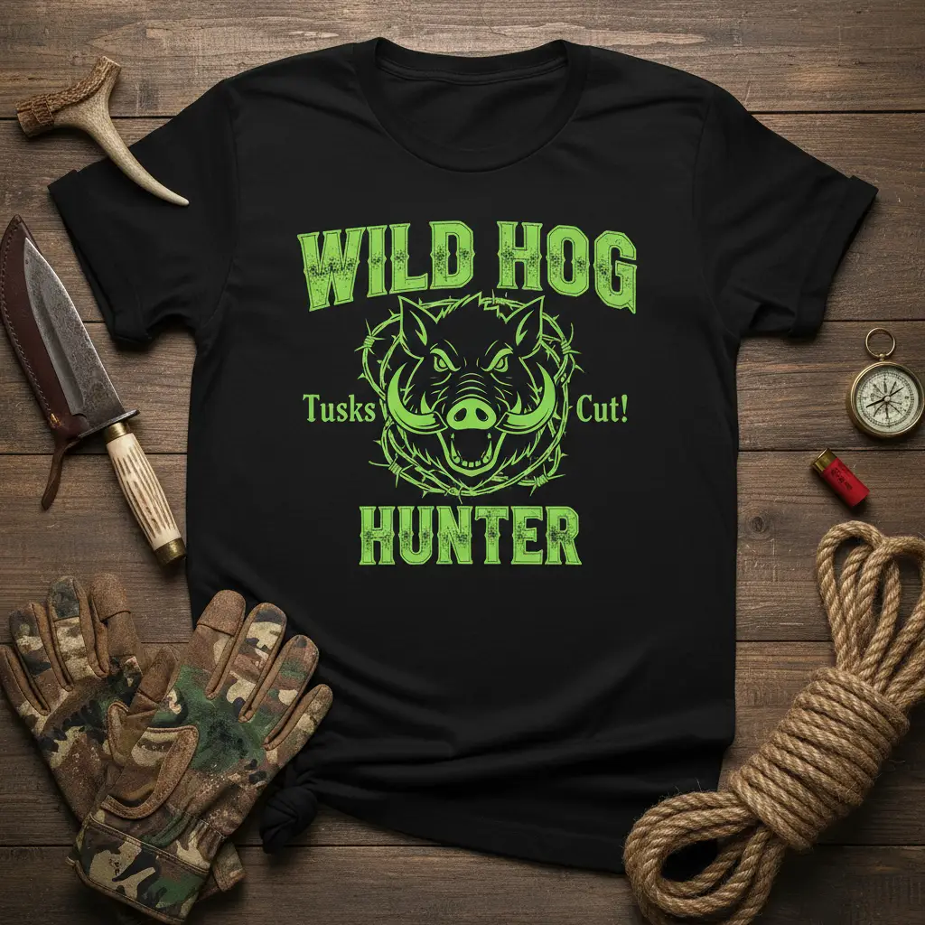 Wild Hog Hunter Tusks Cut T-Shirt Hunting Gear