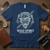 WILD SPIRIT UNCONQUERRED PATH t-shirt with a circular bison graphic and arrows