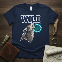 Wild Wolf Howling unique graphic design printed on comfortable cotton t-shirt