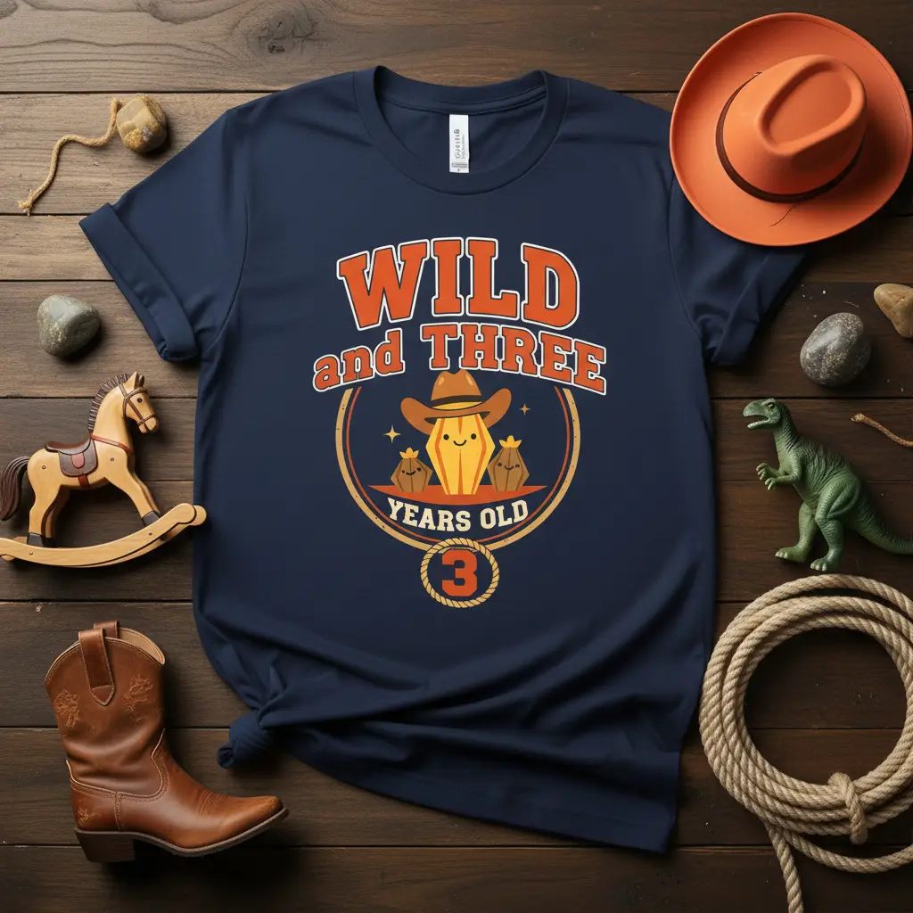 Wild and Three Years Old 3rd Birthday Cowboy T-Shirt
