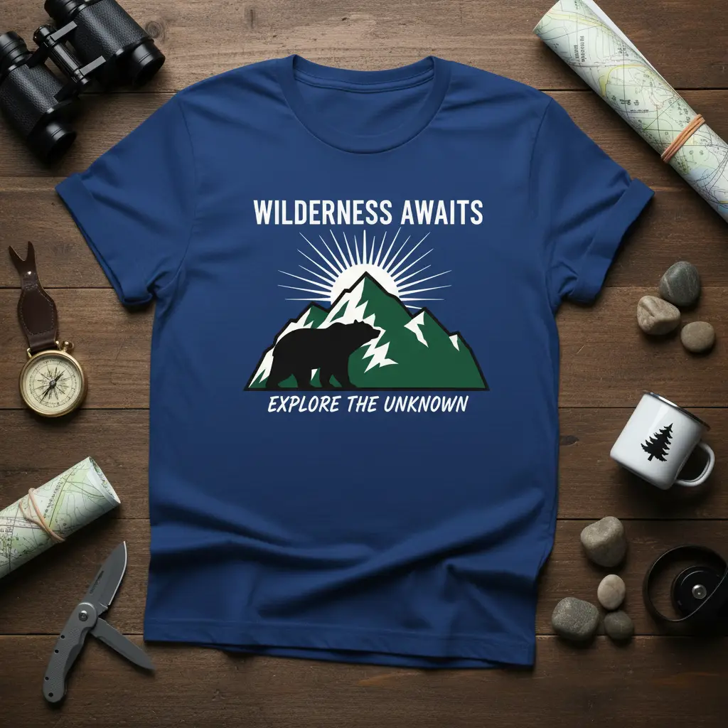 Wilderness Awaits Explore the Unknown T-Shirt Adventure Gift