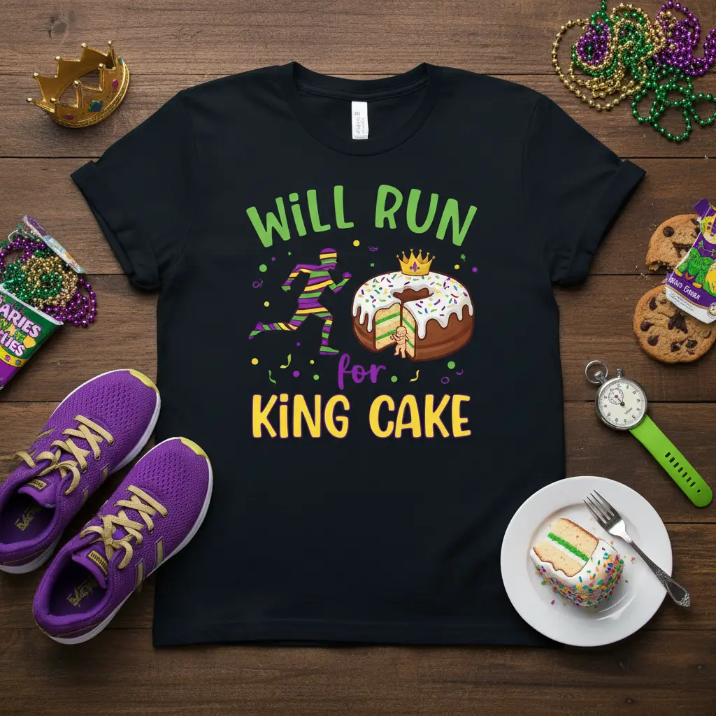 Will Run for King Cake Mardi Gras Runner T-Shirt