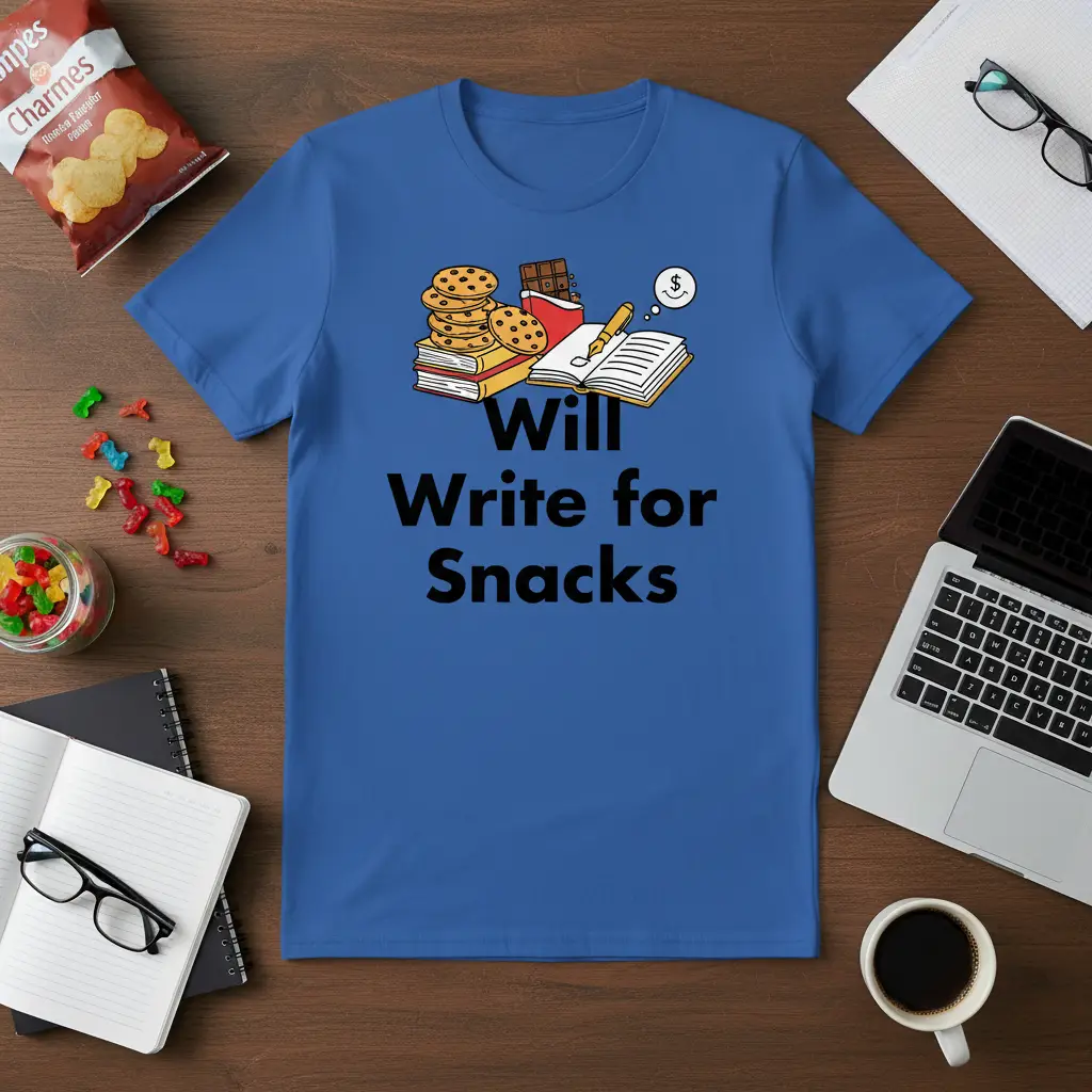 Will Write for Snacks T-Shirt Funny Author Gift for Writers