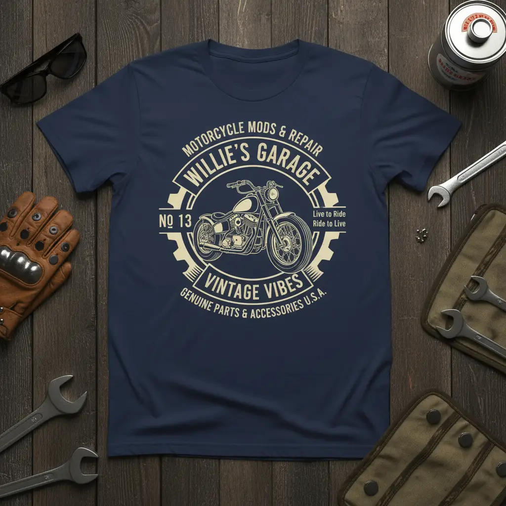 Willie’s Garage Motorcycle Mods & Repair Vintage Vibes Tee