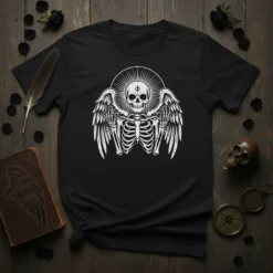 Winged Skeleton Graphic stylish graphic design printed on comfortable cotton t-shirt