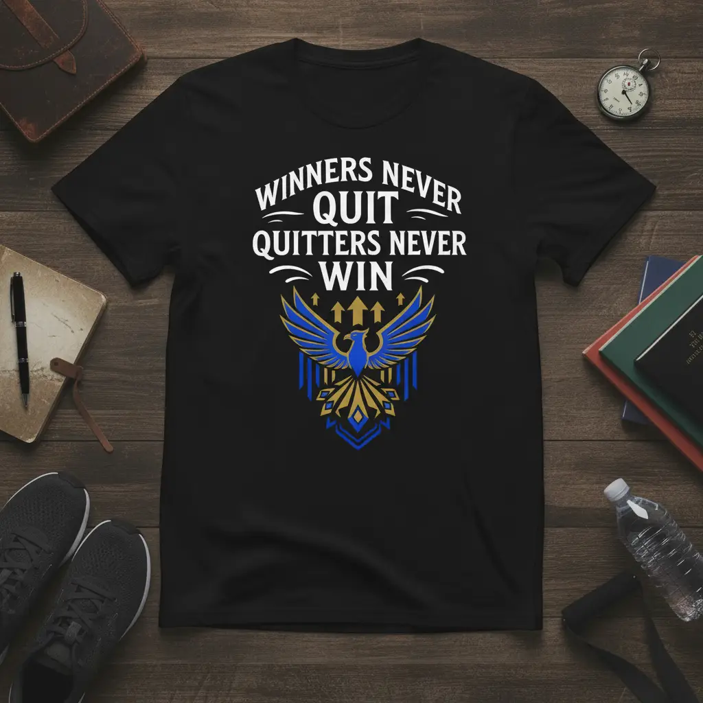 Winners Never Quit Quitters Never Win Motivational T-Shirt