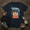 Winter BBQ Crew t-shirt design featuring a campfire, sausages on forks, and snow