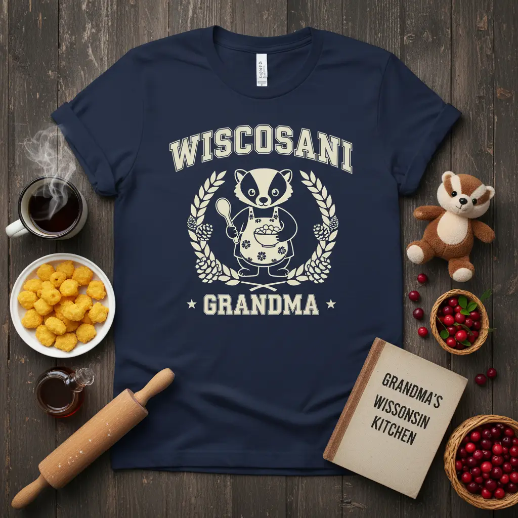 Wiscosani Grandma Badger Cooking T-Shirt Gift