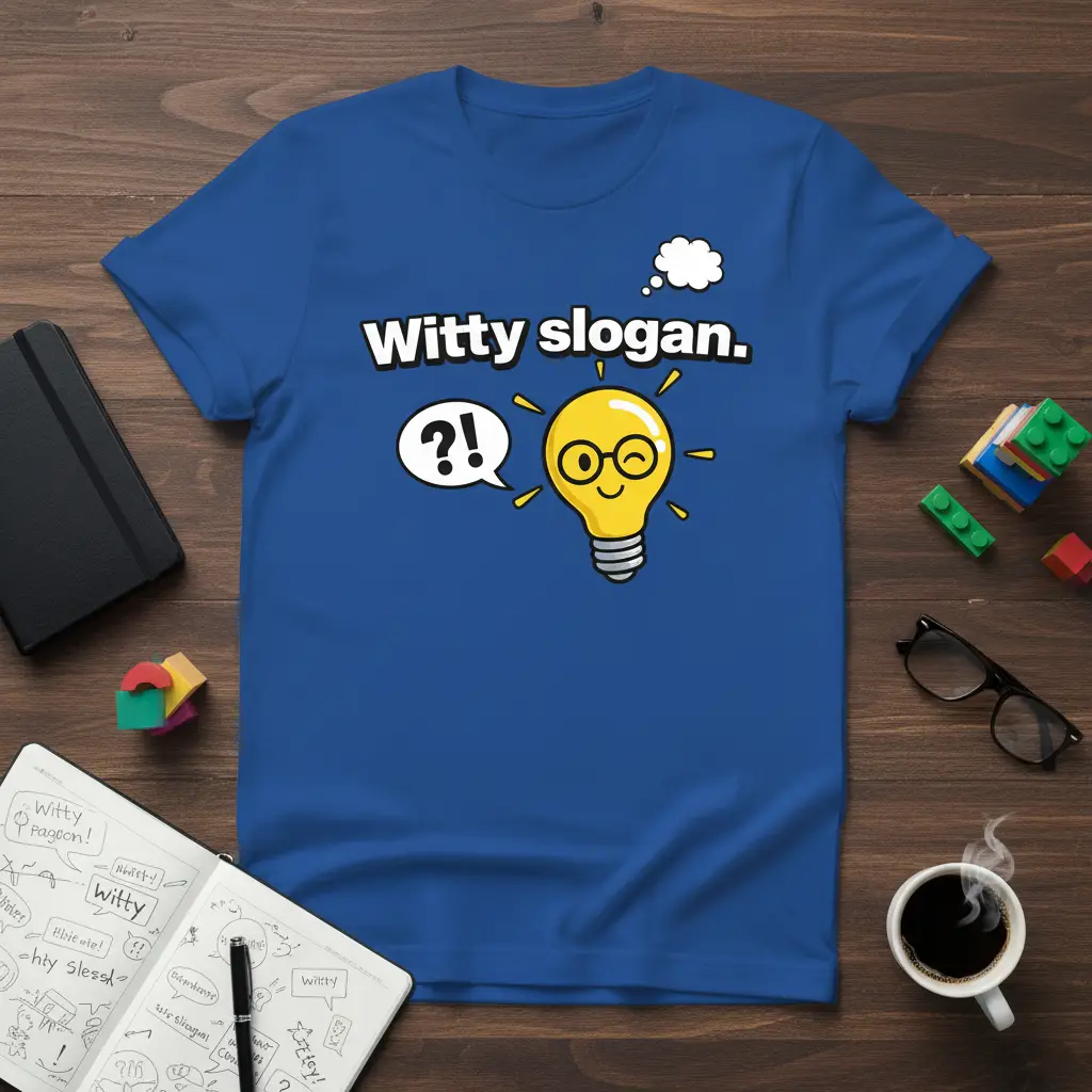 Witty slogan lightbulb tee creative illustration printed on comfortable cotton fabric creating a standout t-shirt