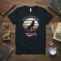 Wolf Moonlight Retro Vintage stylish graphic design printed on comfortable cotton t-shirt