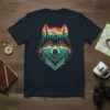 Wolf Mountain Landscape stylish graphic design printed on comfortable cotton t-shirt