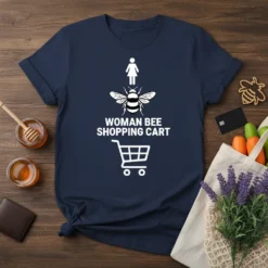 Woman Bee Shopping Cart design featuring a woman icon, a bee graphic, and a shopping cart icon