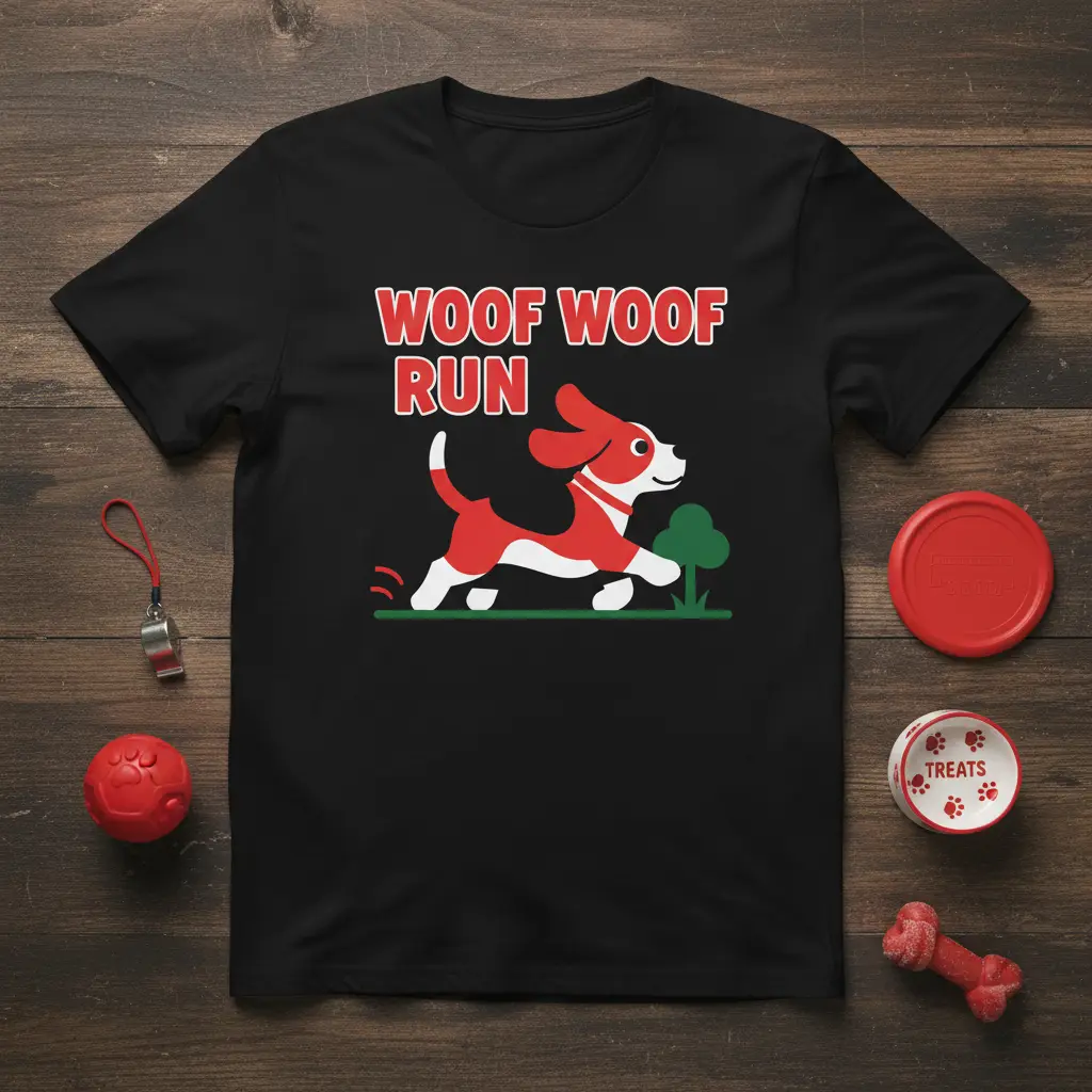 Woof Woof Run Dog Lover T-Shirt Fun Canine Fitness Gift
