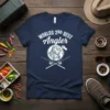 WORLDS 2ND BEST Angler t-shirt design with a fish wearing a medal and crossed fishing rods