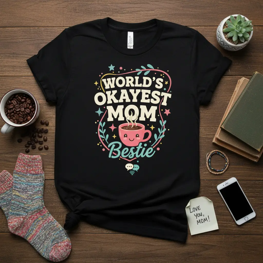 World’s Okayest Mom Bestie Coffee Lover Mom T-Shirt