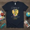 T-shirt design with text "Wrapping up 100 days of school" and a graphic of colorful pencils tied with a yellow