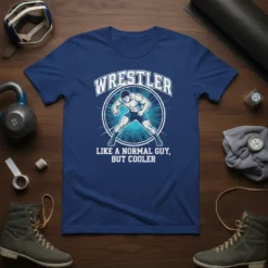 Wrestler Like A Normal Guy But Cooler T-Shirt with graphic of a muscular wrestler in action pose