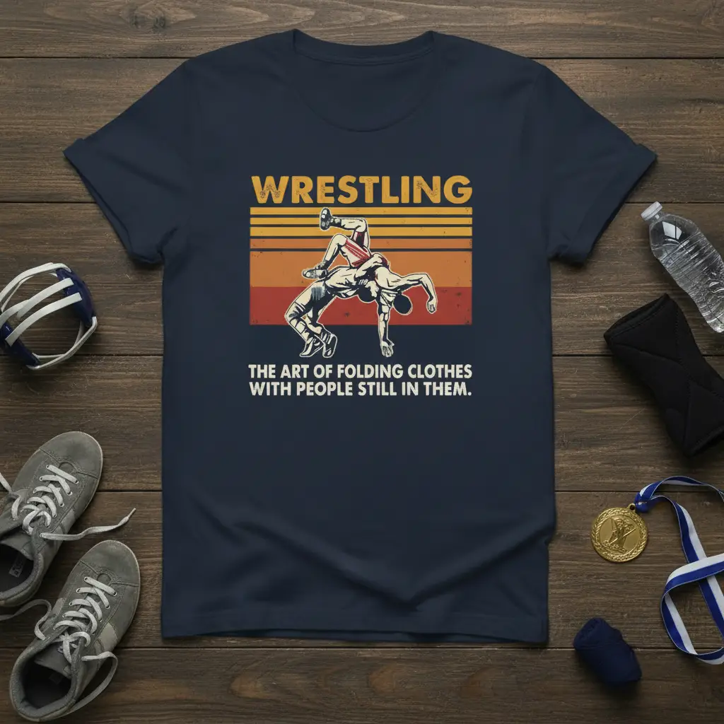 Wrestling the Art of Folding Clothes Tee Funny Gift