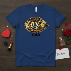XOXO Leopard Lips stylish graphic design printed on comfortable cotton t-shirt