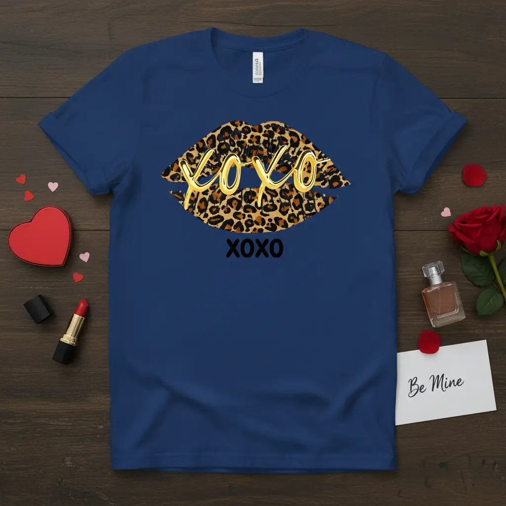 XOXO Leopard Lips eye-catching design printed on quality cotton blend creating a standout t-shirt