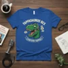 Yappasaurus Rex Certified Yapper t-shirt design featuring a green T-Rex wearing a headset and speech bubbles saying "Yap!"