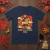 Year of the Horse 2026 t-shirt with golden horse graphic and floral Chinese design