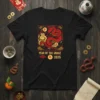 Year of the Snake 2025 t-shirt design featuring a red and gold dragon-like snake coiled within a square frame, with