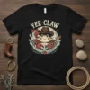 Yee Claw t-shirt featuring a cartoon crab wearing a cowboy hat and surrounded by cacti and flowers