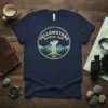 Yellowstone National Park 1872 t-shirt with Old Faithful geyser graphic and vintage circular design
