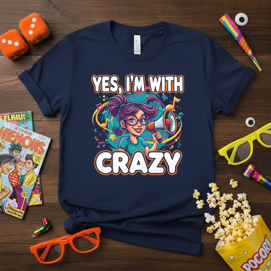 Yes, I’m With Crazy T-Shirt Funny Quote Gift for Her
