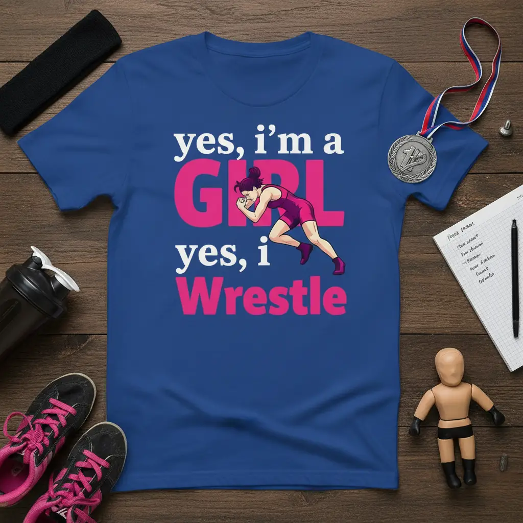 Yes, I’m a Girl Yes, I Wrestle T-Shirt for Athletes