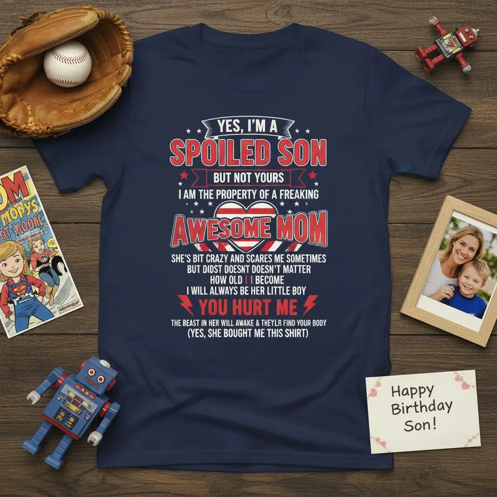 Yes, I’m a Spoiled Son Awesome Mom T-Shirt Gift for Son