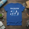 Yoga Evolution Harmony Strength Balance creative graphic design printed on comfortable cotton t-shirt