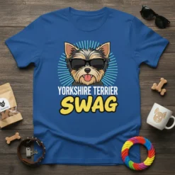 YORKSHIRE TERRIER SWAG creative graphic design printed on comfortable cotton t-shirt