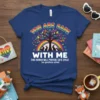You Are Safe With Me T-Shirt with rainbow tree, rabbits, and turtle graphic. Text reads "This Human Will Provide Safe