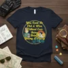 You Cant Be Old & Wise Without Ever Being Young & Crazy quote t-shirt with owl on books and motorcycle