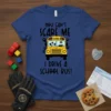 Funny "You Can't Scare Me I Drive a School Bus!" Halloween t-shirt design with a school bus and ghosts