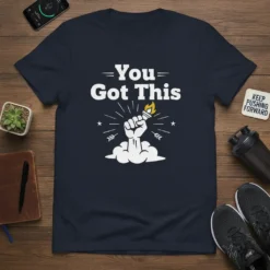 You Got This inspirational quote t-shirt with a fist holding a flaming torch graphic