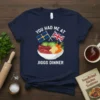 You Had Me At Jiggs Dinner t-shirt design featuring a bowl of roast meat, vegetables, and flags of Scotland and