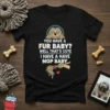 Funny "You Have A Fur Baby? Well That's Cute I Have A Mop Baby" quote on a black t-shirt with