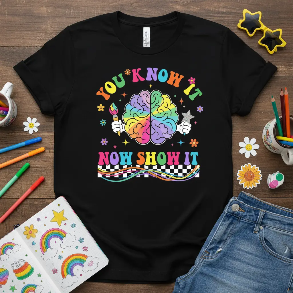 You Know It Now Show It Retro Brain T-Shirt Creative Gift