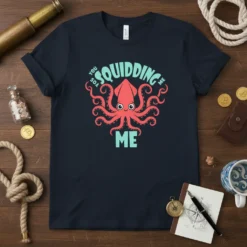 You So Squidding Me funny squid pun t-shirt design with a cute cartoon octopus and teal text