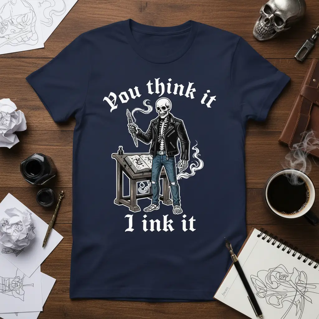 You Think It I Ink It Skeleton Writer T-Shirt Gift