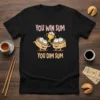 You Win Sum You Dim Sum t-shirt featuring two cute cartoon dim sum baskets holding a trophy