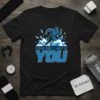 Your Only Limit Is You motivational quote t-shirt with a running man graphic and blue accents