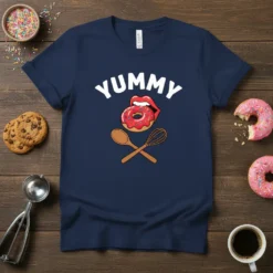 Yummy Donut Baker bold graphic design printed on comfortable cotton t-shirt