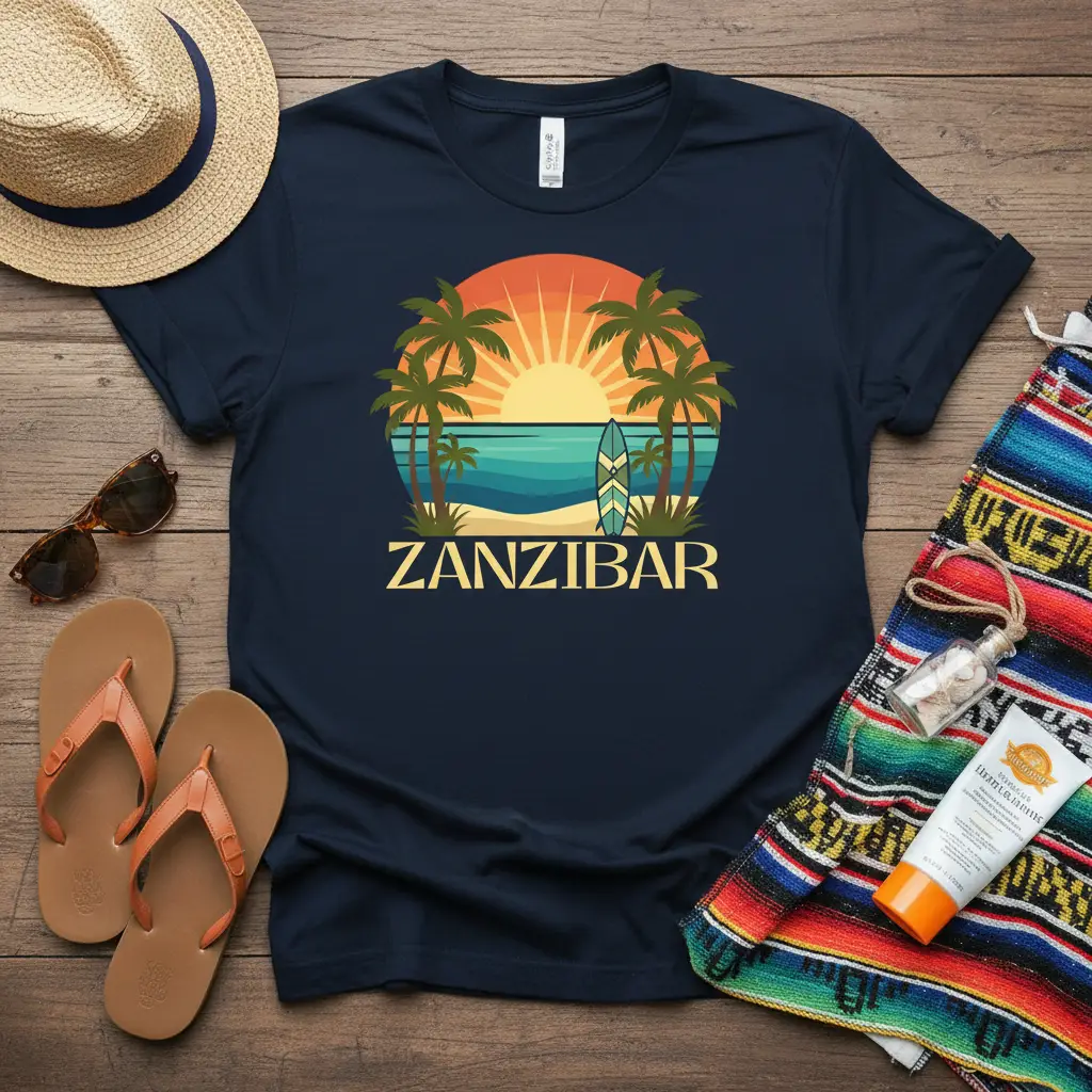 Zanzibar Beach Sunset T-Shirt Tropical Vacation Souvenir