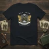 Navy ZBT Brotherly Love Est 1898 fraternity t-shirt with gold and white crest