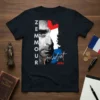 T-shirt featuring Zemmour president 2022 design with French flag colors and candidate's portrait